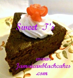 Jamaican black cakes w/ cherry icing